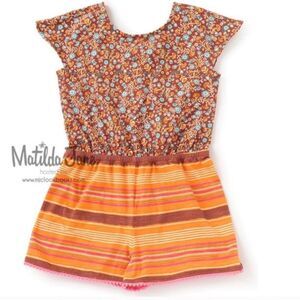 Matilda Jane orange and pink sundown multi print romper size 2